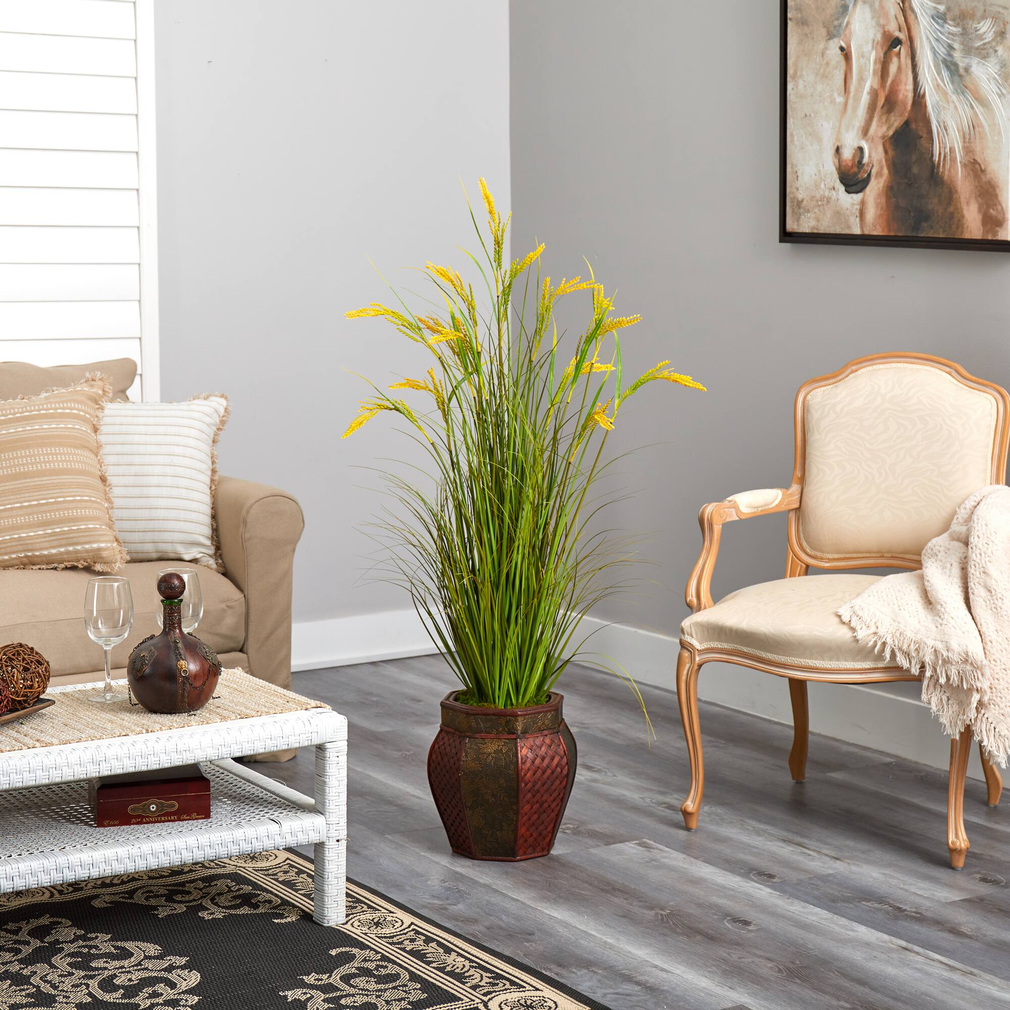 4.4ft. Wheat Grain Plant in Decorative Planter